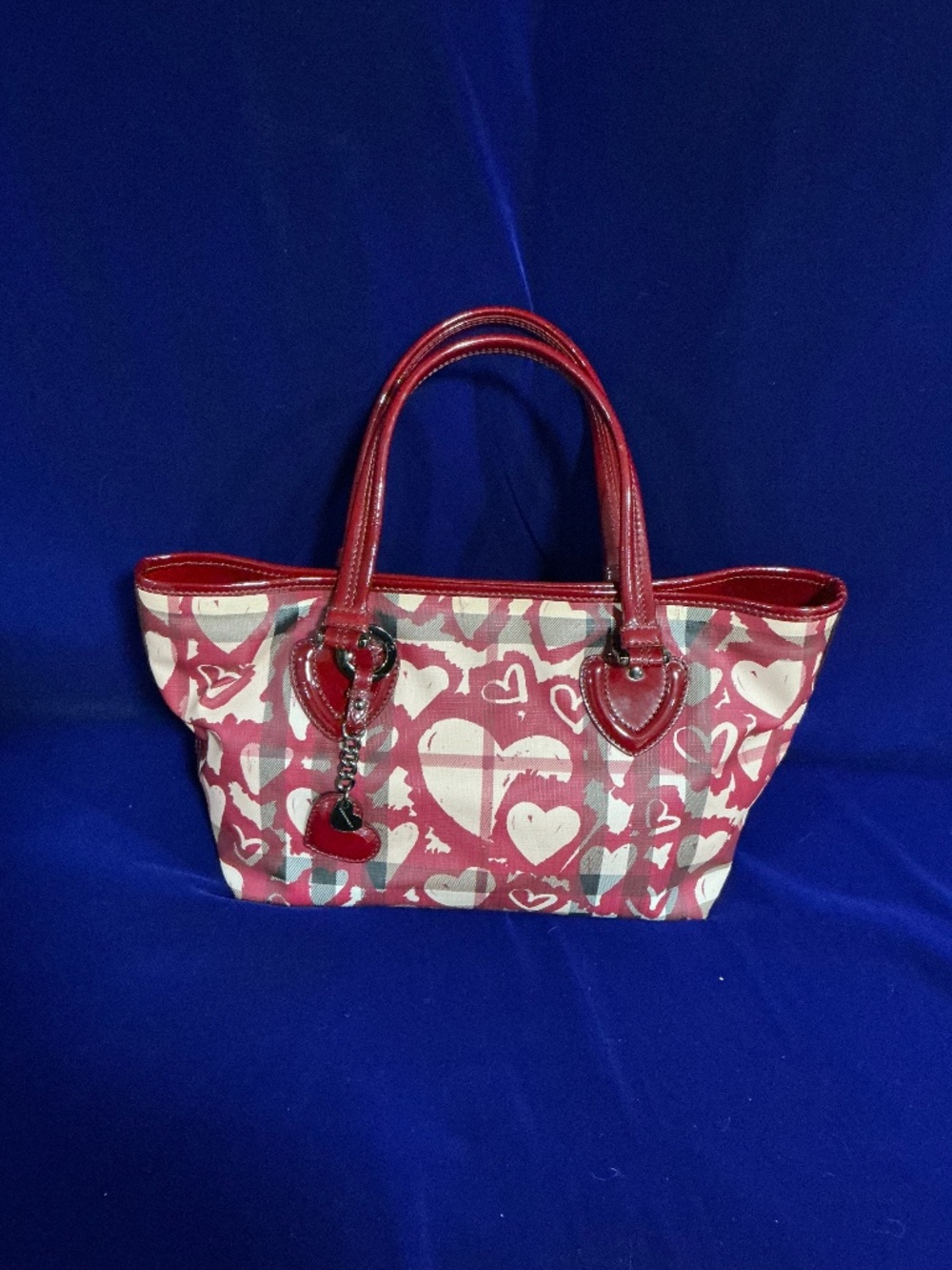 Burberry Ltd Edition Patent Painted Heart Supernova Coated Canvas Nickie Tote